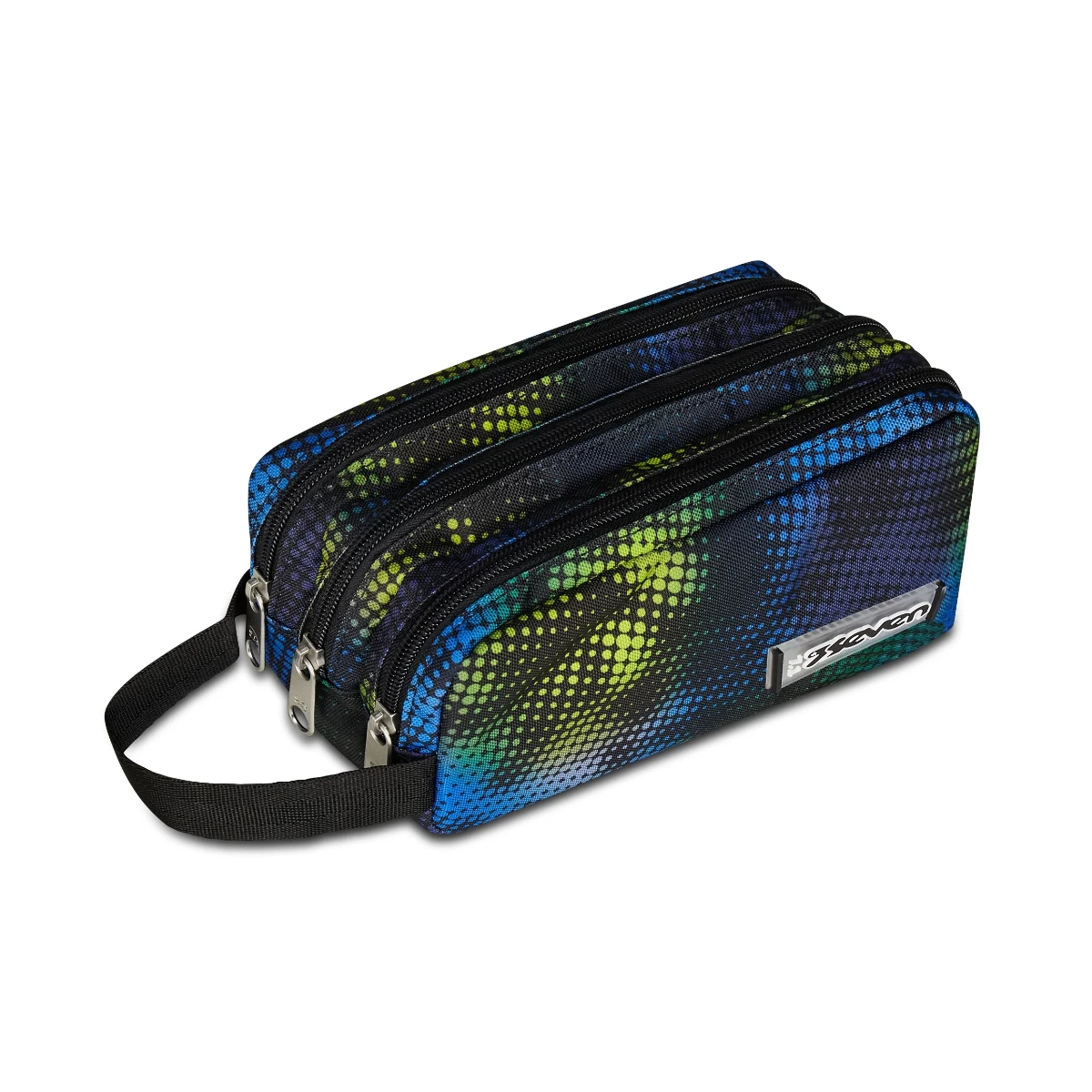 Astuccio Bustina SEVEN Portapenne 3 Scomparti - Acid Green - immagine 2