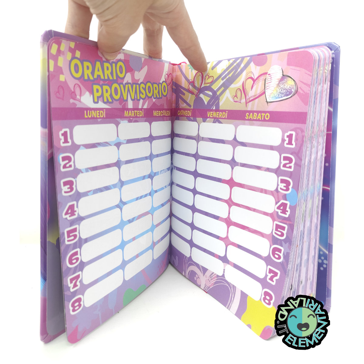 diario scuola elementare con orario