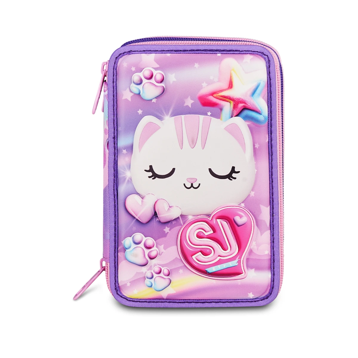 Astuccio SJ 3 ZIP - GLOWCAT - Gattino 3D Bambina - immagine 3